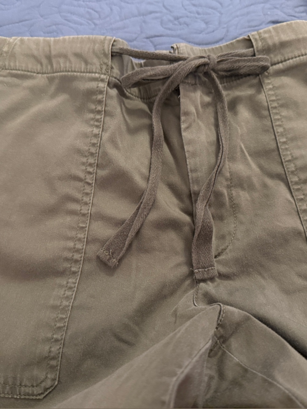 LOFT Olive Green Straight Leg Pants with Drawstring